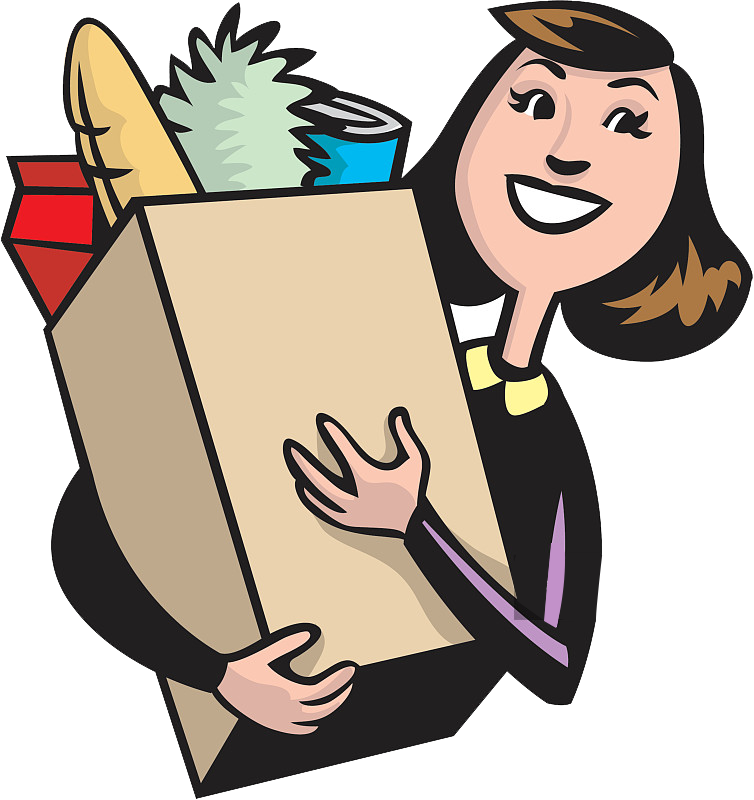 Grocery Store Shopping Bag Supermarket Clip Art - Grocery Shopper Clip Art (754x800)