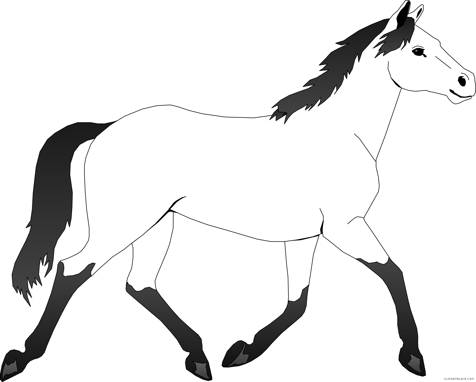 Horse Outline Animal Free Black White Clipart Images - Mustang Horse Coloring Pages (1979x1587)