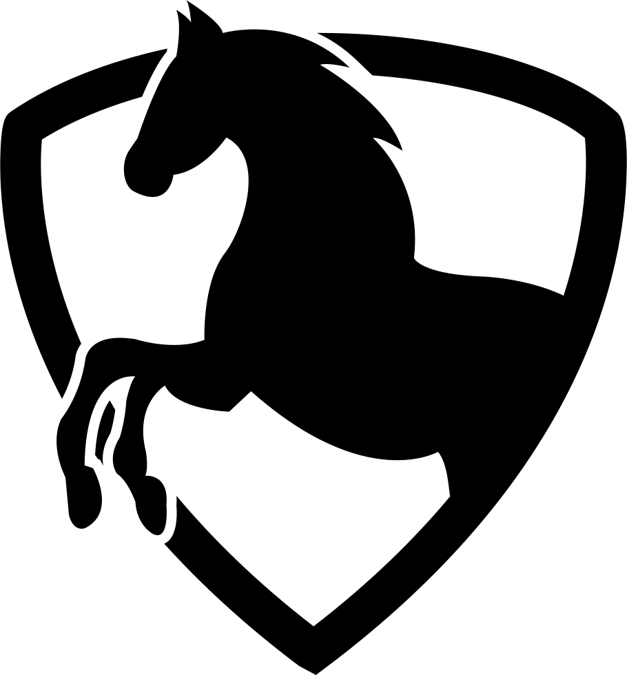 Black Horse Part In A Shield Outline Comments - Shield Horse (910x980)