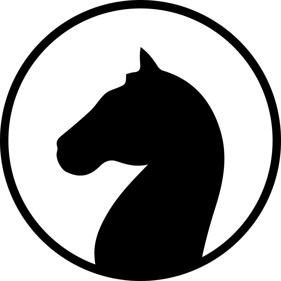 Horse Head Black Shape Facing Left Inside A Circle - Horse Head In Circle (980x980)