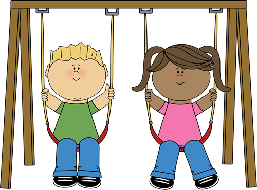 As We Waited Together In The Parking Lot Of My Office - Kids Swinging Clipart (500x371)