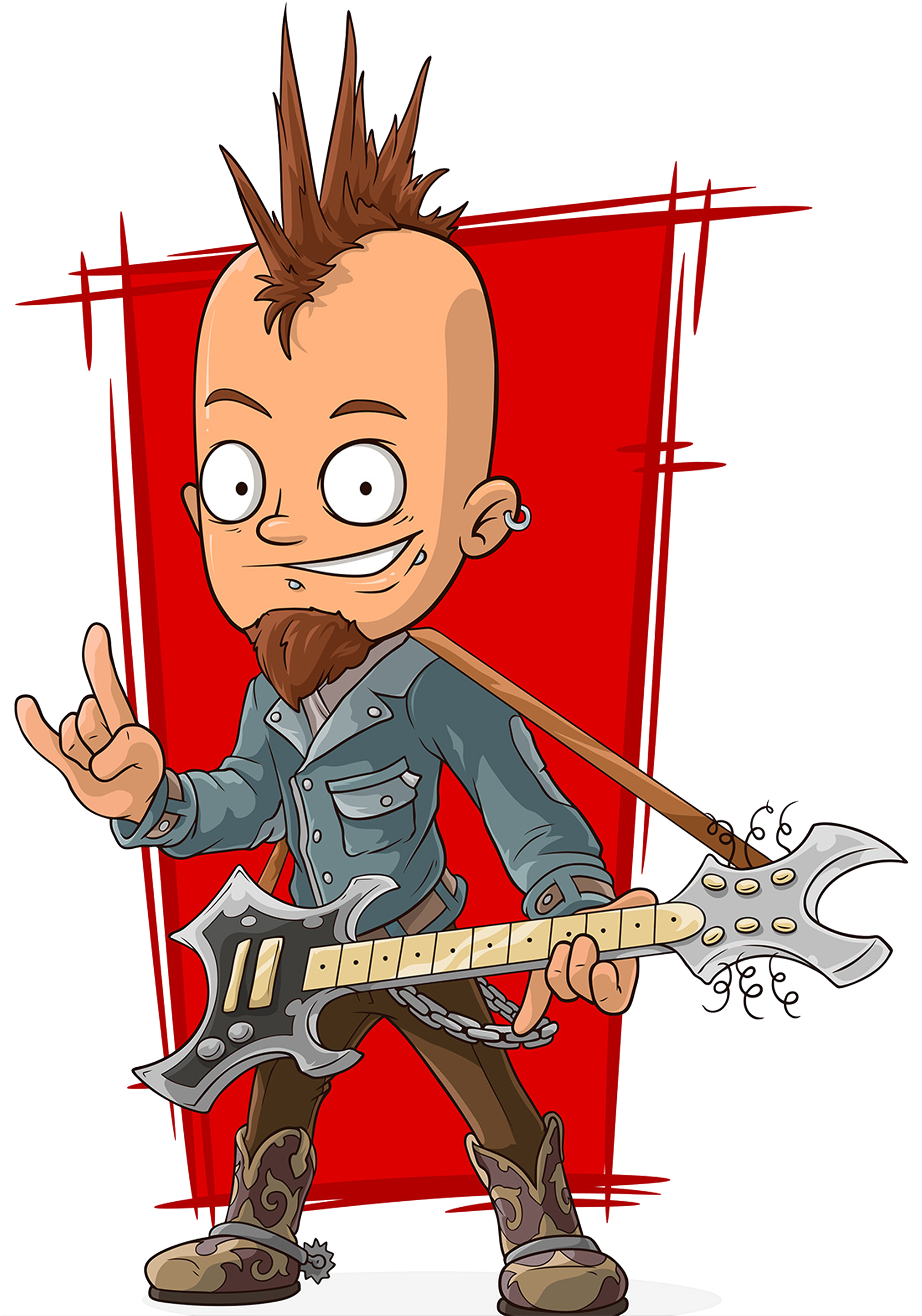 Cartoon Punk Rock Rock Music Illustration - Punk Dibujos Animados (1744x2396)