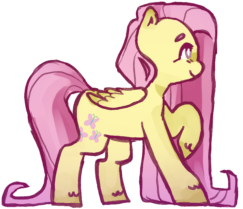 Milky-rabbit, Fluttershy, Folded Wings, Looking Up, - Cartoon (874x772)