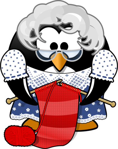 Vector Clip Art Of Grandma Penguin Knitting - Grandma Penguin (396x500)