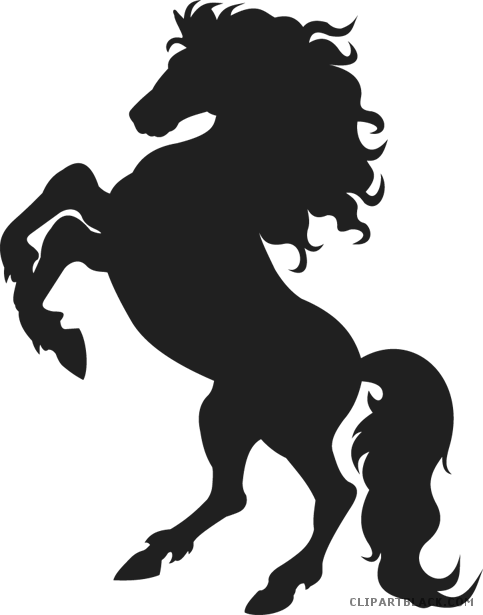 Quarter Horse Animal Free Black White Clipart Images - Rearing Horse Silhouette Vector (483x615)