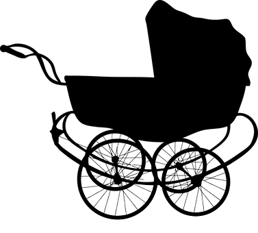 Baby Carriage Pram Silhouette Stroller Vin - Baby Carriage Silhouette (377x340)