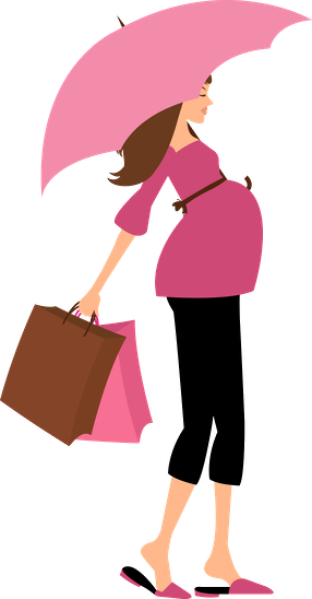 Grávida E Bebê - Cartoon Pregnant Mother Blue (286x548)