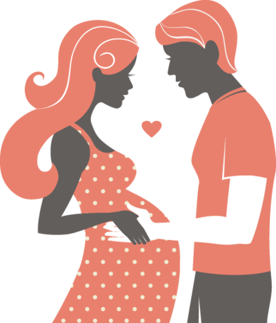 Bebê & Gestante - Pregnant Wife And Husband Sketch (400x467)