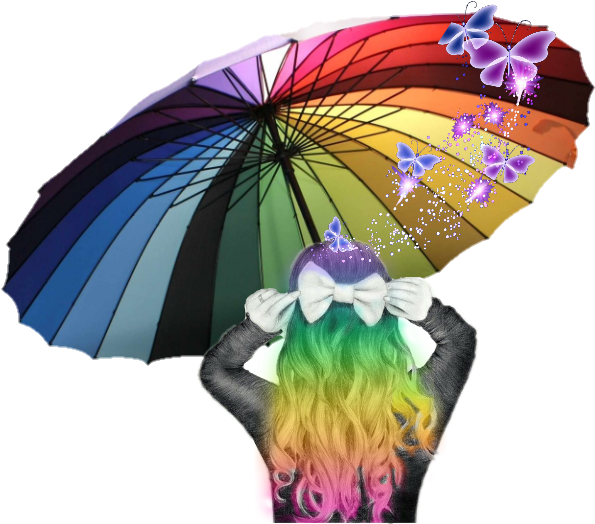 Fteumbrella Umbrella Rainbow Girl Freetoedit - Rainbow By Streamline - Rainbow Umbrella (689x597)