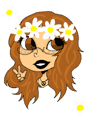 Flower Child Hippy Chick Dancing Barefoot - Cartoon (321x396)