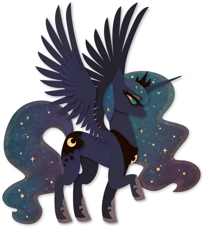 Paper Vector Princess Luna, My Little Pony Mini Poster - Mlp Celestia And Luna Transparent Vector (716x800)