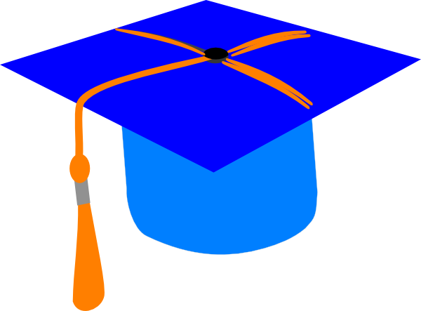Gallery For > Orange Graduation Cap Clipart - Blue And Orange Graduation Hat (600x443)