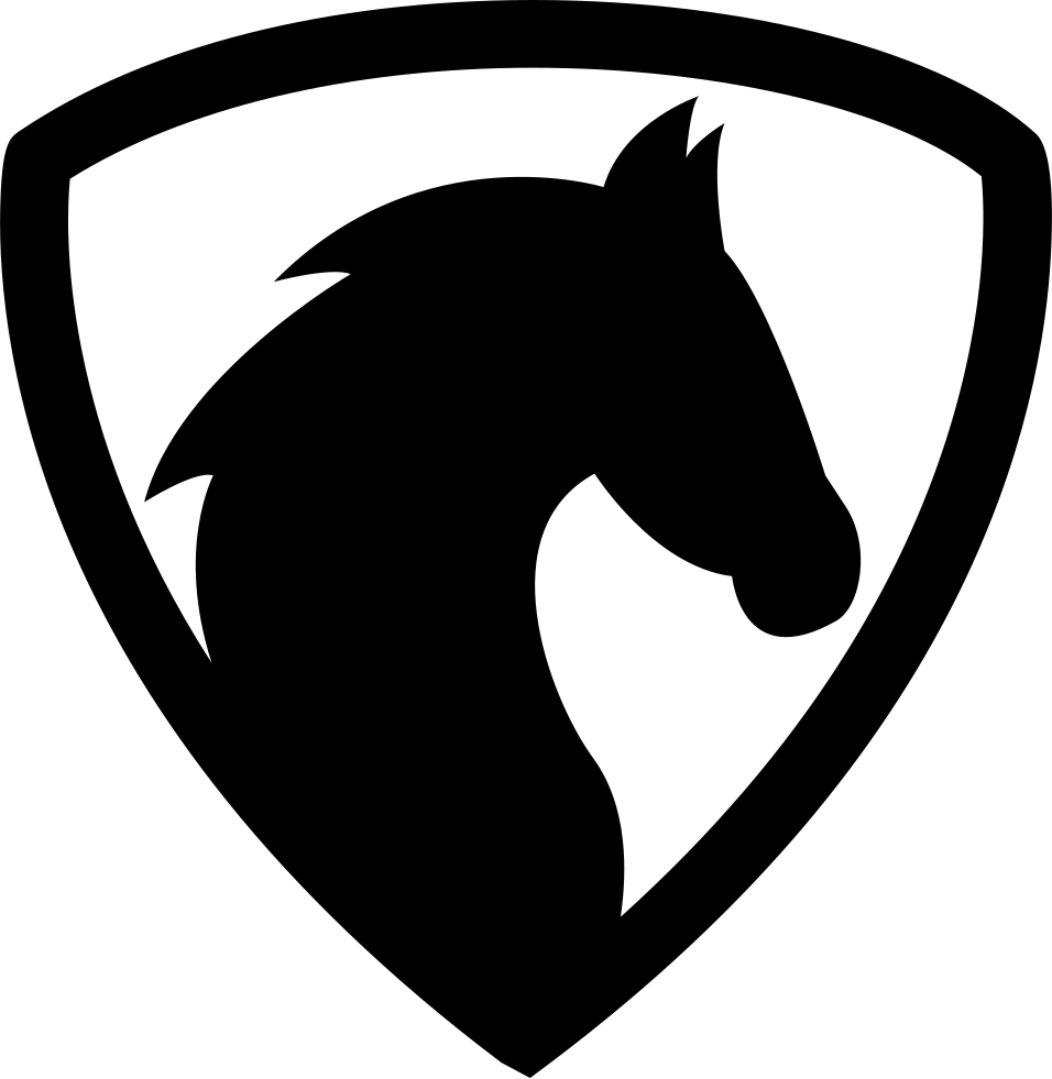 Black Horse Head In A Shield Comments - Black Horse Head Logo (956x981)