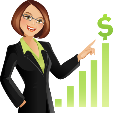 Both Historically And Presently, The Gender Pay Gap - Female Executive Cartoon Png (393x393)