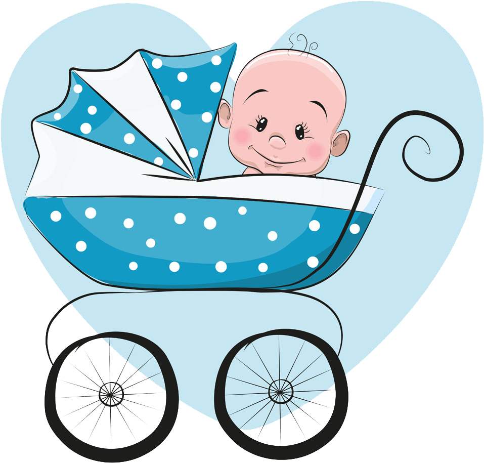 Cartoon Baby Carriage - Its A Boy Teddy Bear (1000x1000)