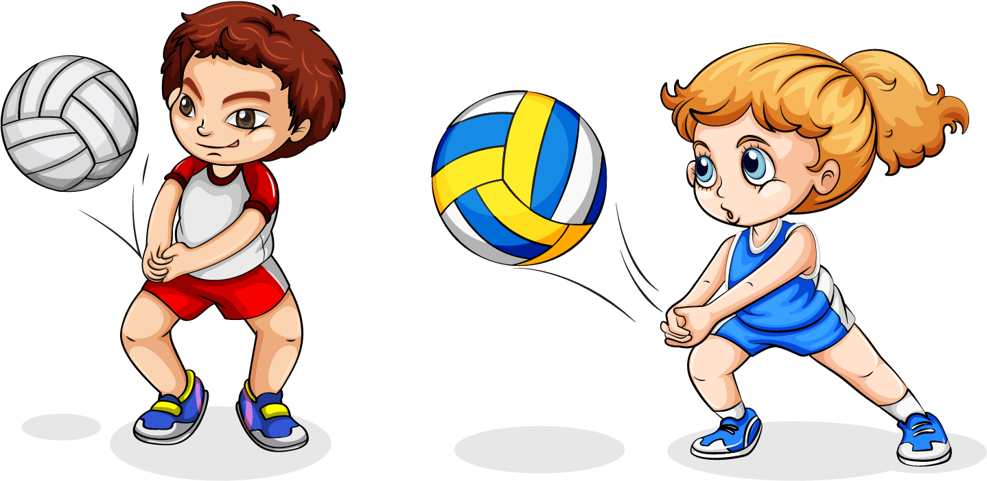 Volleyball Play Girl Clip Art - Play Volleyball Cartoon (1675x979)