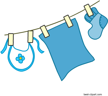 Baby Clothes Line Clip Art Blue - Clip Art (450x450)