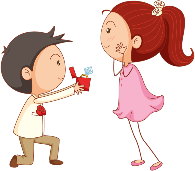 Cartoon Man Give Ring To His Girl For Marriage Proposal - Bf Mera Aisa Ho (5625x5215)