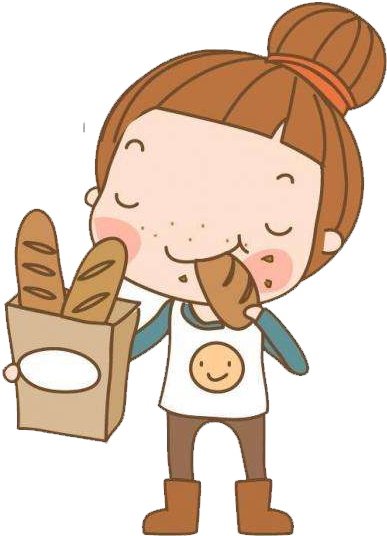 Eat Bread Girl - 吃飯 卡通 (768x630)