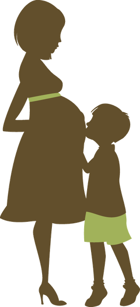Grávida E Bebê - Desenho De Gravida Com Filha (286x627)