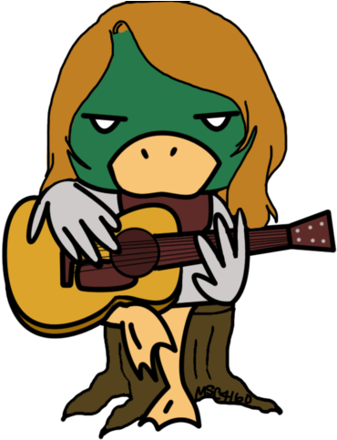 Mallard Guitar With Wig By Msc416 - Cartoon (400x512)