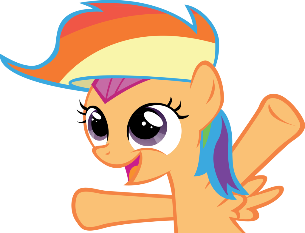 Scootaloo In A Wig Color Corrected By Sircinnamon - Mlp Rainbow Dash And Scootaloo Vectors (1023x781)