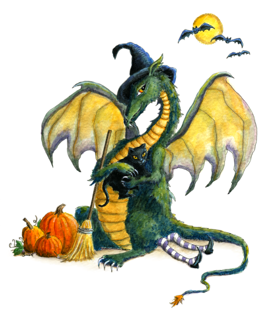 Dragon Clipart Halloween - Halloween Dragons Arts (539x640)