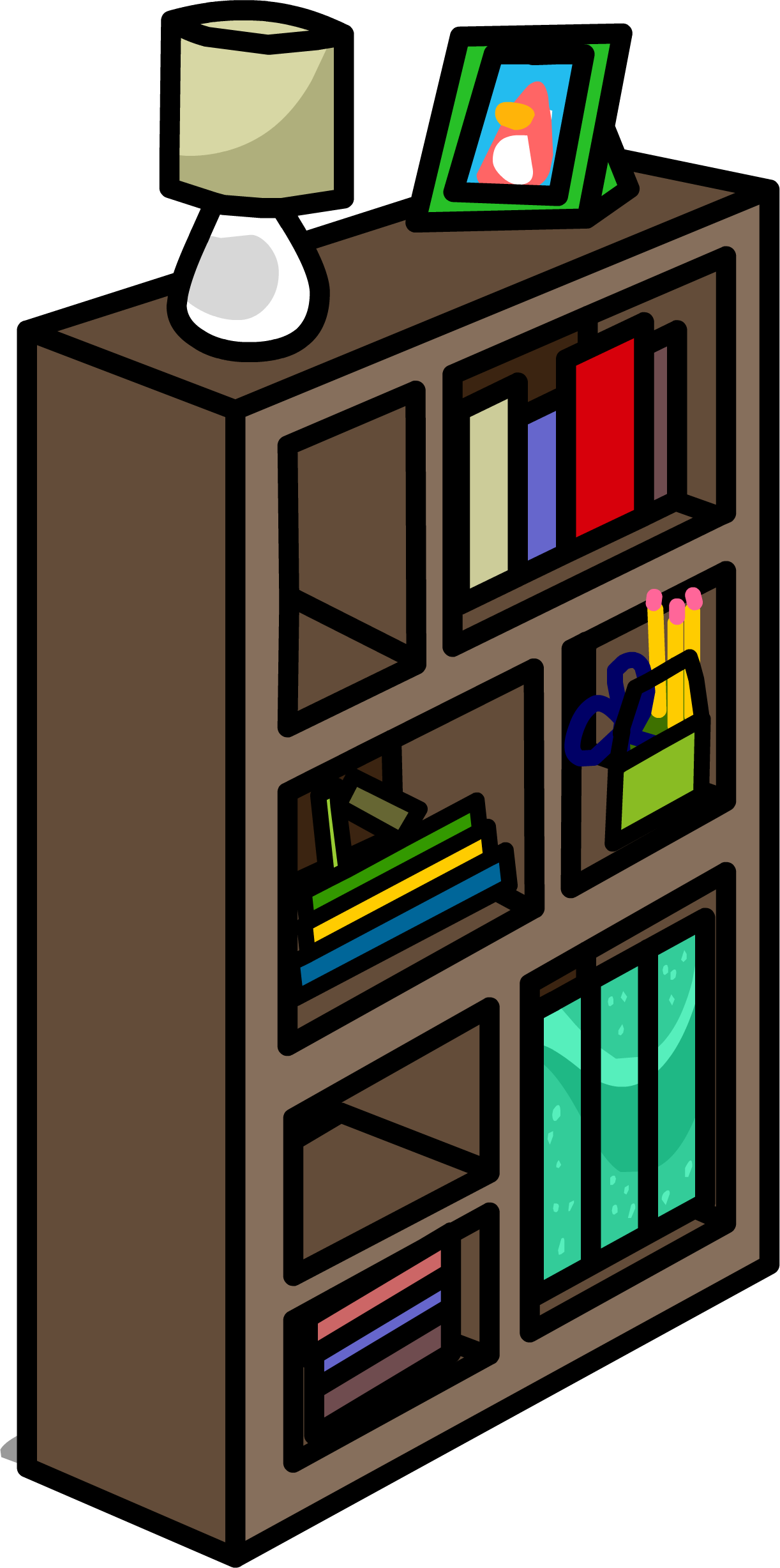 Pin Bookshelf Clip Art - Bookcase (1222x2455)