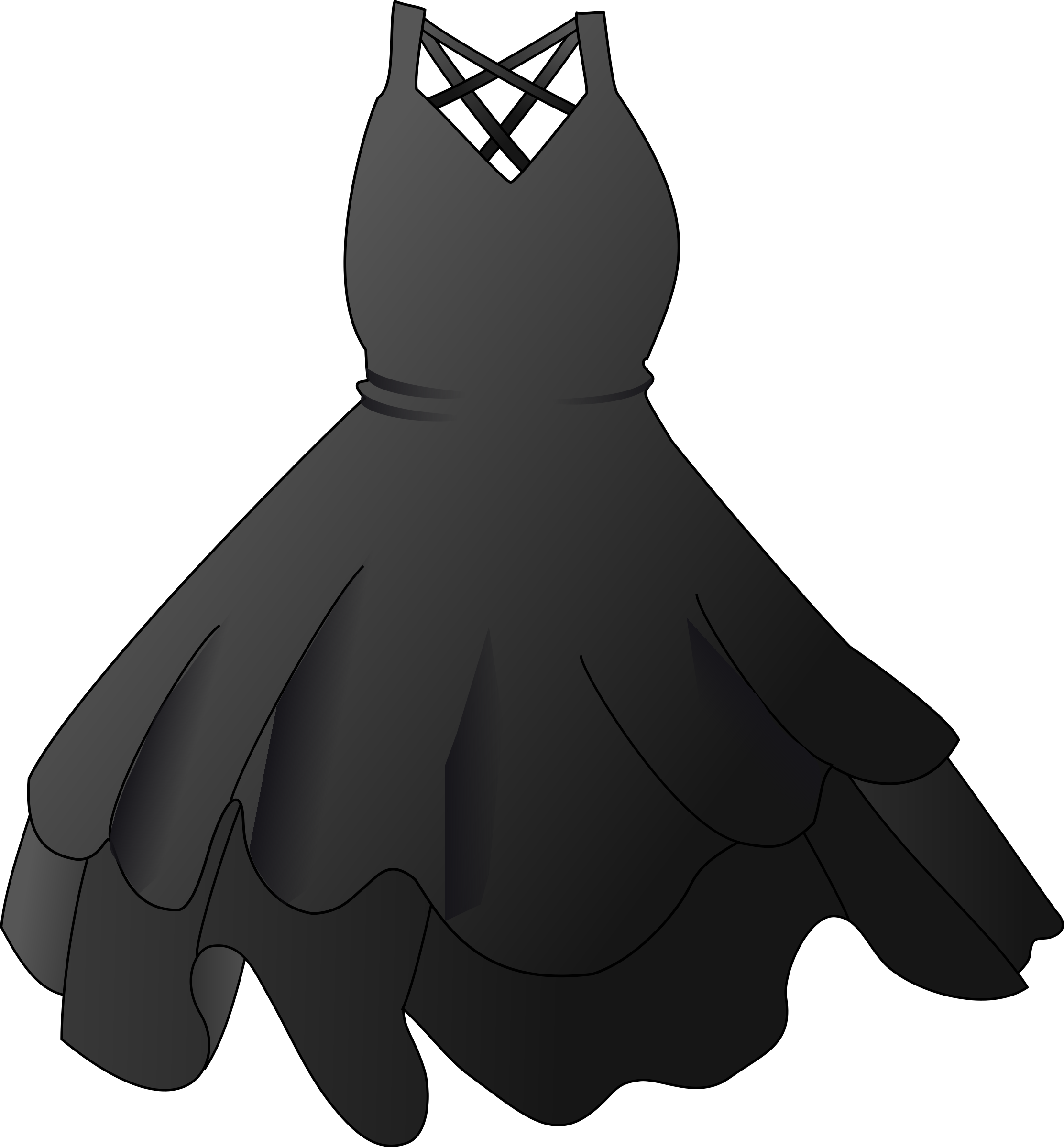 Clipart Wedding Dress Clipart - Black Dress Clip Art (2225x2400)