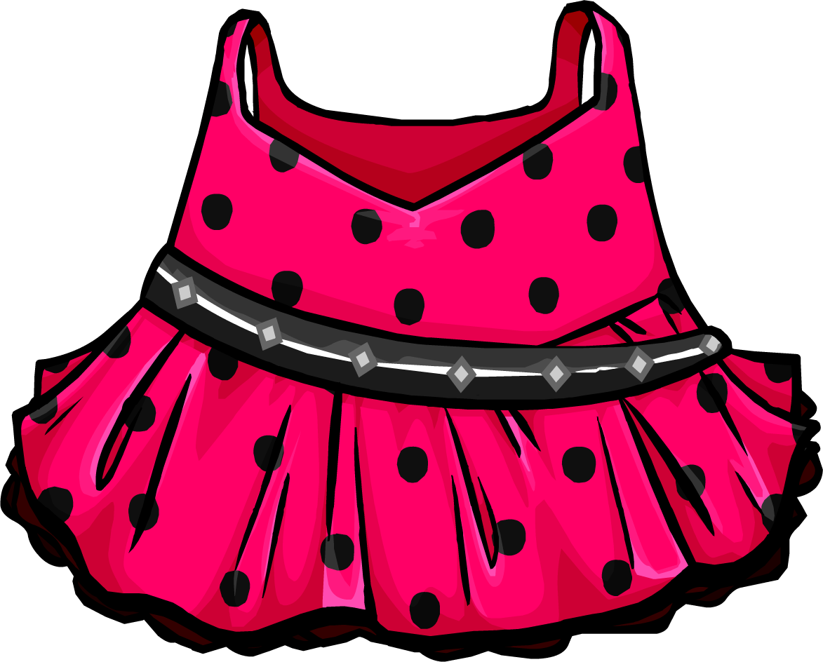 Dress Clipart Pink Polka Dot - Club Penguin (1173x944)