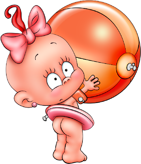 Funny Cartoon Baby Girl Playing Clip Art Images - Девочка С Мячом (600x600)