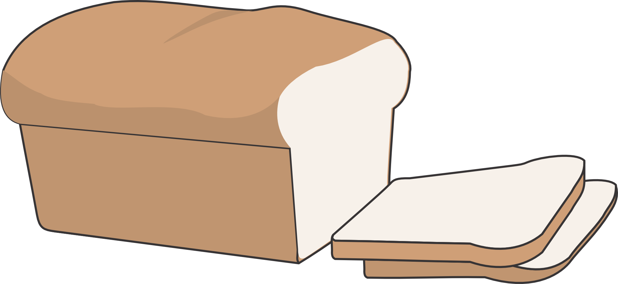 Bread - Clipart - Cartoon Loaf Of Bread (1969x905)