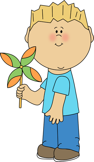 Boy With A Spring Pinwheel - Pinwheel Clipart (322x550)