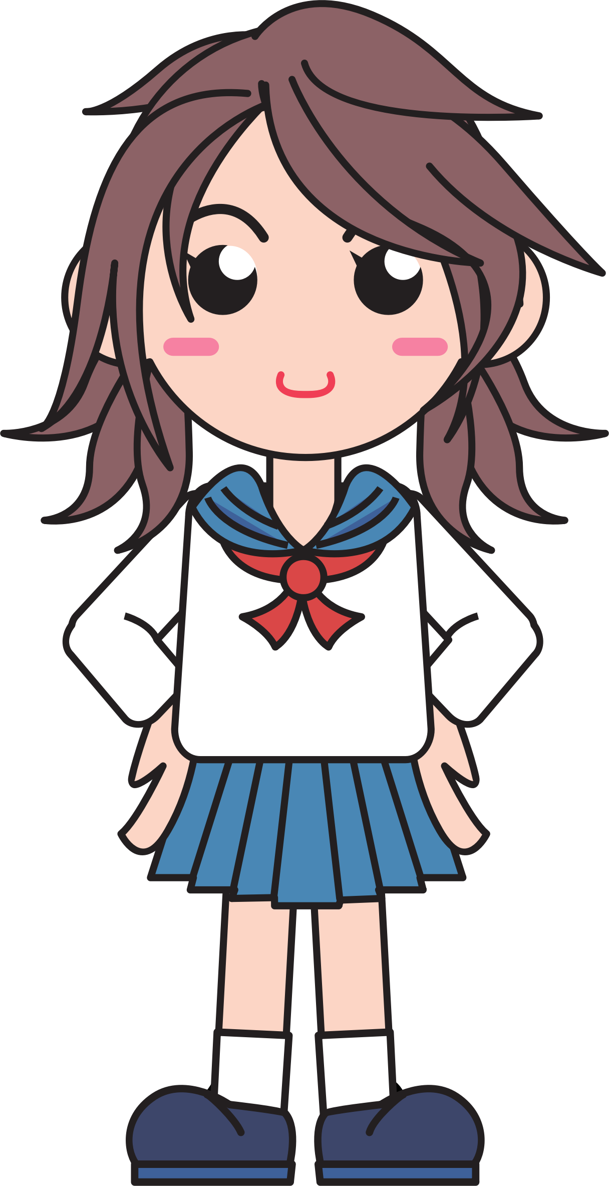 School Girl - Girl In School Uniform Clipart (1216x2367)