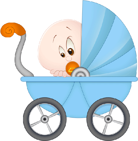Cute Baby Boy In Baby Carriage Cartoon Clip Art - سكرابز بيبي بوي (600x600)
