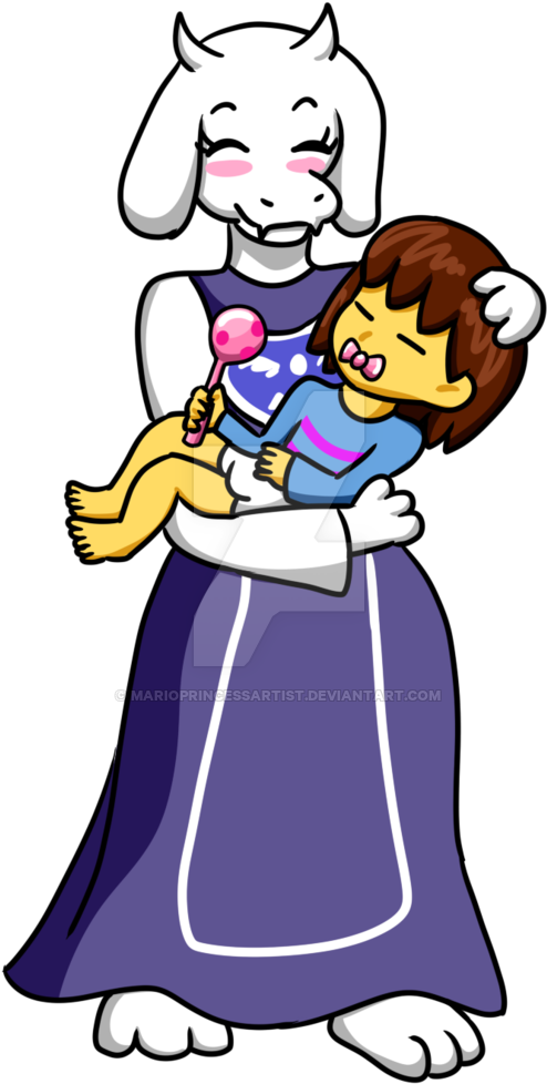 Toriel Babying Frisk By Princessartist2009 On Deviantart - Frisk In A Diaper (600x1116)