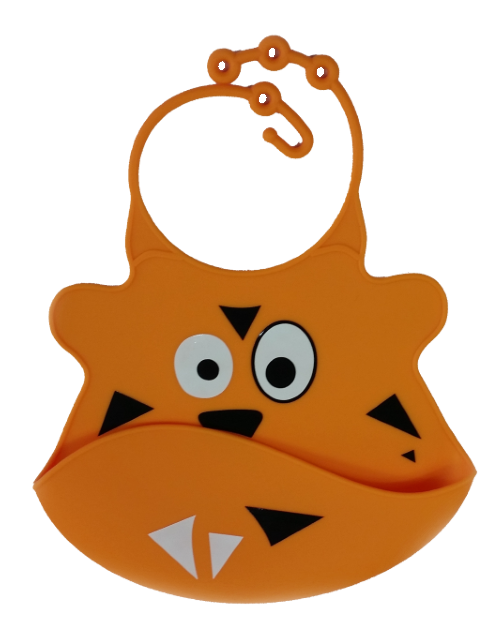 Silicone Baby Bibs With Crumb Catcher - Babador Tinok Babamonster Tigre Laranja (640x640)