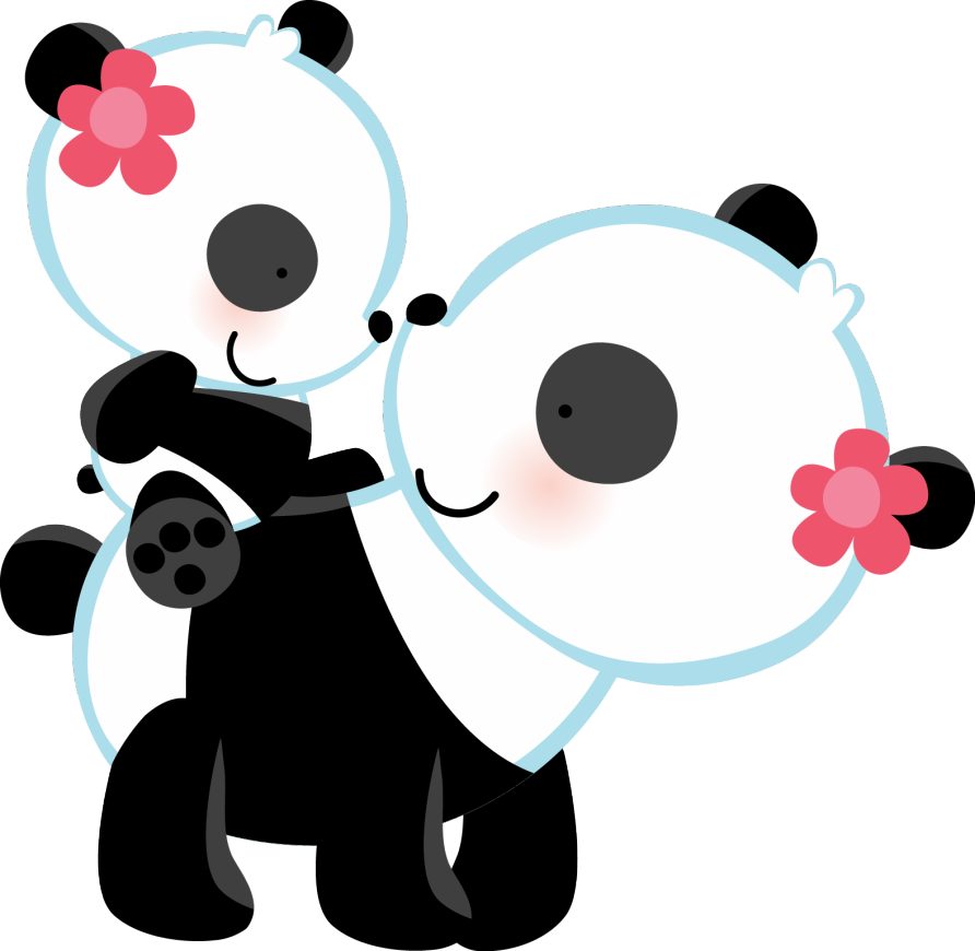 Panda Bear Love Wall Art Mural Decal For Baby Girl - Mom And Baby Panda Clip Art (892x870)