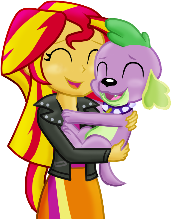 Majkashinoda626, Clothes, Cute, Dog, Equestria Girls, - Mlp Sunset Shimmer And Spike (680x765)