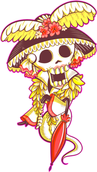 Dazzabel Dressed As Posada's And Rivera's Catrina - Illustration (500x750)