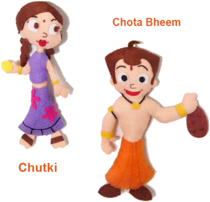 Felt 3d Chhota Bheem & Chutki Personalised Wall Clock - Chota Bheem (480x478)