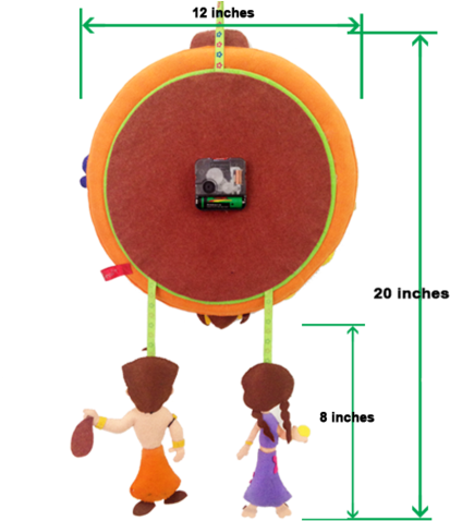 Felt 3d Chhota Bheem & Chutki Personalised Wall Clock - Chhota Bheem (480x478)