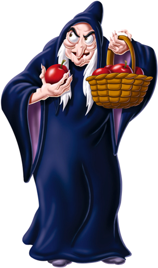 Witch Carrying Apple Bucket - Snow White Evil Witch (371x550)