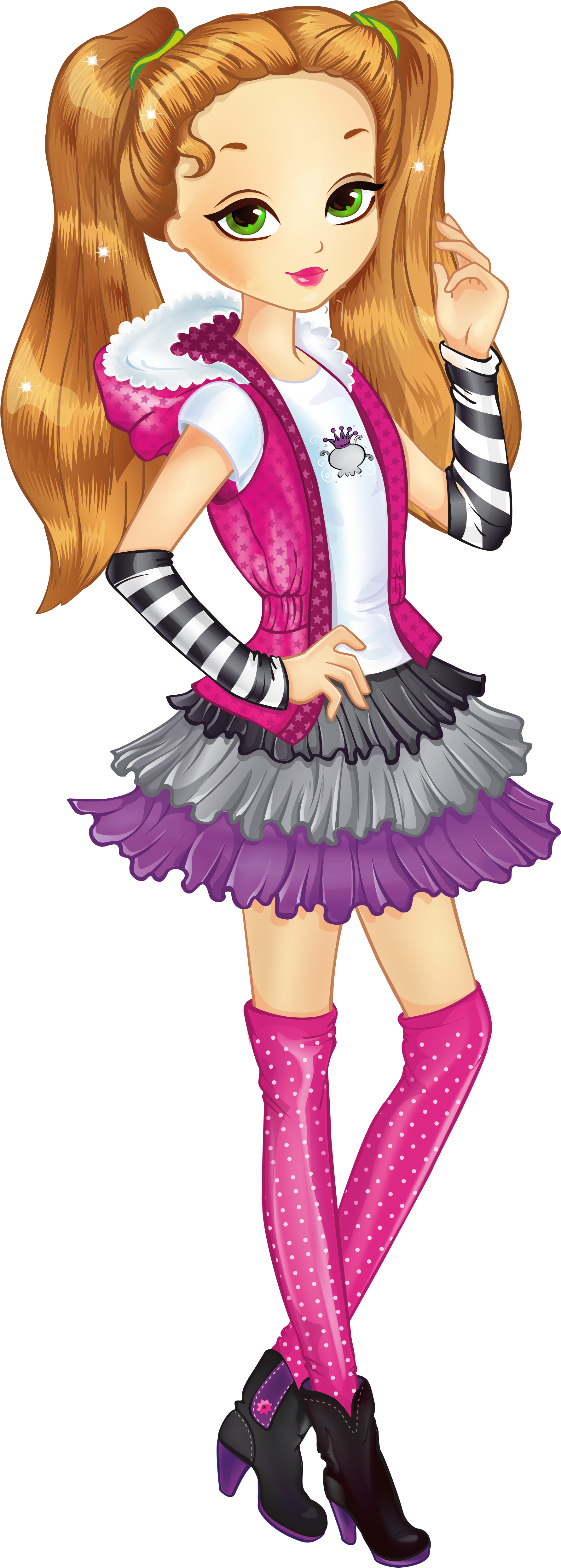 Cute Girl Cartoon Png Clipart Image - Girls Cartoon Images Png (2357x5128)