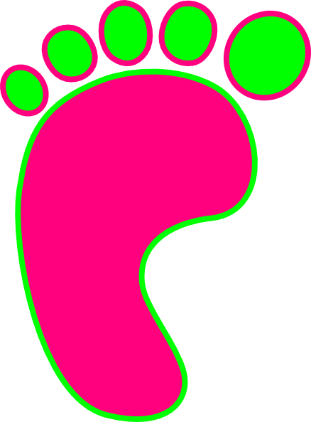 Green And Pink Left Foot Clip Art - Clip Art (438x593)