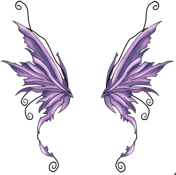 Fairy Tattoos Png Transparent Images - Butterfly Wings Tattoo Flash (600x596)