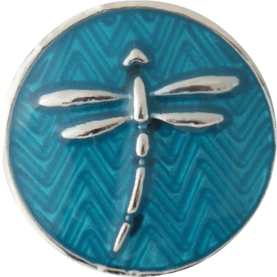 Snap Charm Dragonfly Turquoise Metal Background 20mm - 1 Pc 18mm Blue Dragonfly Enamel Silver Snap Candy Charm (394x394)