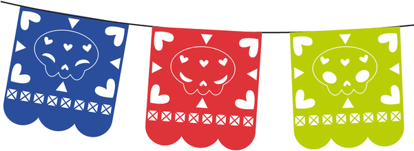 Dia De Los Muertos Papel Picado Clipart - Papel Picado (600x277)