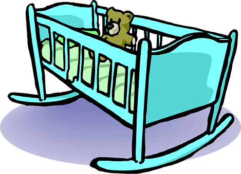 Crib Cradle Baby Bed Teddy Bear Rocking Cr - Cot Clip Art (469x340)