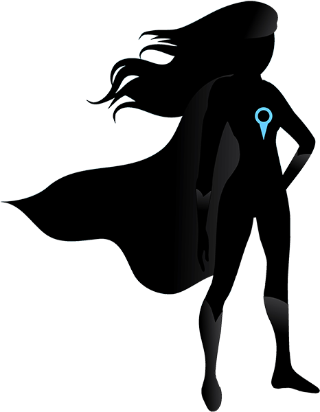Superhero Girl With Location Pin - Superhero Woman Silhouette Png (700x631)